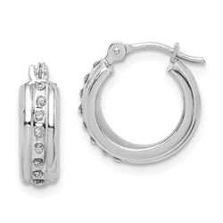 14k White Gold Diamond Fascination Petiet Hoop Earrings