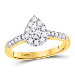 14kt Yellow Gold Womens Pear Diamond Solitaire Bridal Wedding Engagement Ring 1/2 Cttw