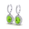 Image 1 : 3.75 ctw Peridot & Micro Pave VS/SI Diamond Earrings 18k White Gold