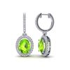 Image 2 : 3.75 ctw Peridot & Micro Pave VS/SI Diamond Earrings 18k White Gold