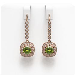 4.5 ctw Tourmaline & Diamond Victorian Earrings 14K Rose Gold