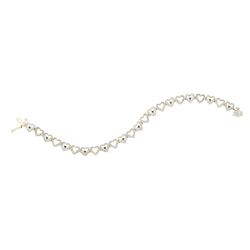 Yellow-tone Sterling Silver Womens Round Black Color Enhanced Diamond Heart Link Bracelet 1/5 Cttw