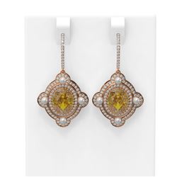 8.96 ctw Canary Citrine & Diamond Earrings 18K Rose Gold
