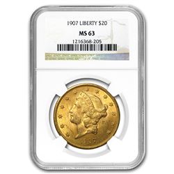 1907 $20 Liberty Gold Double Eagle MS-63 NGC