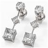Image 1 : 2.32 ctw Princess Cut Diamond Designer Earrings 18K White Gold