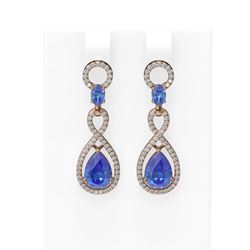 8.75 ctw Tanzanite & Diamond Earrings 18K Rose Gold
