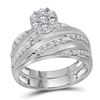 Image 2 : 10kt White Gold His Hers Round Diamond Cluster Matching Bridal Wedding Ring Band Set 1.00 Cttw
