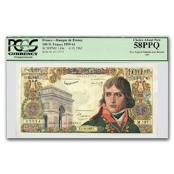 1962 France 100 Nouveax Francs Napoleon AU-58 PPQ PCGS