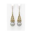 Image 1 : 3 ctw Diamond & Pearl Earrings 18K Yellow Gold