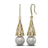 Image 2 : 3 ctw Diamond & Pearl Earrings 18K Yellow Gold