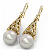 Image 3 : 3 ctw Diamond & Pearl Earrings 18K Yellow Gold