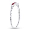 Image 3 : 10kt White Gold Womens Round Ruby Beaded Stackable Band Ring 1/20 Cttw