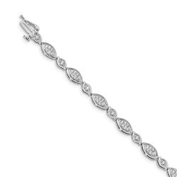 14k White Gold 1.02ct Diamond Tennis Link Bracelet - 7 in.