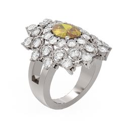 5.52 ctw Canary Citrine & Diamond Ring 18K White Gold