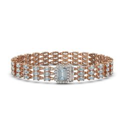 26.02 ctw Sky Topaz & Diamond Bracelet 14K Rose Gold
