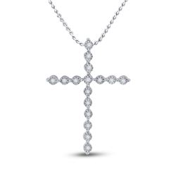 Sterling Silver Womens Round Diamond Roman Cross Religious Pendant 1/8 Cttw