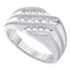 Image 1 : 10kt White Gold Mens Round Diamond Band Ring 1/2 Cttw