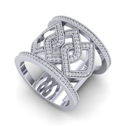 0.90 ctw Ring Micro Pave VS/SI Diamond Designer 14k White Gold