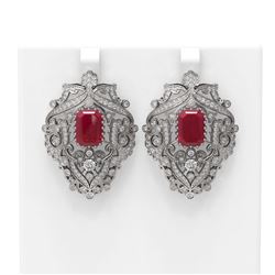 15.07 ctw Ruby & Diamond Earrings 18K White Gold