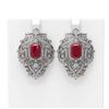 Image 1 : 15.07 ctw Ruby & Diamond Earrings 18K White Gold