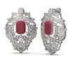Image 2 : 15.07 ctw Ruby & Diamond Earrings 18K White Gold