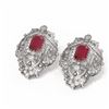 Image 3 : 15.07 ctw Ruby & Diamond Earrings 18K White Gold