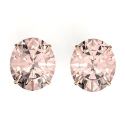 18 ctw Morganite Designer Solitaire Stud Earrings 14k Rose Gold