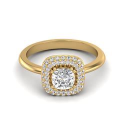 1.16 ctw Micro SI Cushion Diamond Engagment Ring Halo 18k Yellow Gold