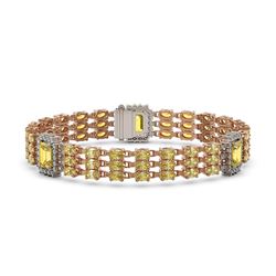 22.77 ctw Citrine & Diamond Bracelet 14K Rose Gold