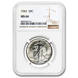 1943 Walking Liberty Half Dollar MS-66 NGC