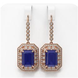 23.79 ctw Sapphire & Diamond Victorian Earrings 14K Rose Gold