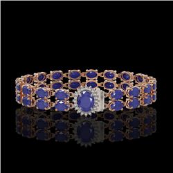 30.12 ctw Sapphire & Diamond Bracelet 14K Rose Gold