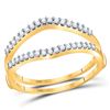 Image 1 : 14kt Yellow Gold Womens Round Diamond Ring Guard Wrap Enhancer Wedding Band 1/4 Cttw