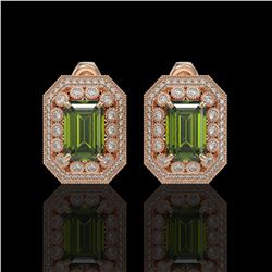 12.99 ctw Tourmaline & Diamond Victorian Earrings 14K Rose Gold
