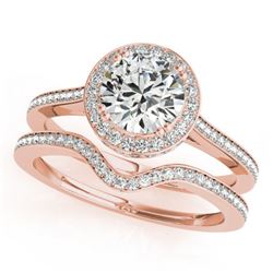 1.80 ctw Certified VS/SI Diamond 2pc Wedding Set Halo 14k Rose Gold