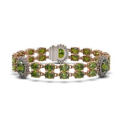 17.79 ctw Tourmaline & Diamond Bracelet 14K Rose Gold