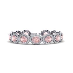 23 ctw Morganite & Micro Pave VS/SI Diamond Bracelet 10k White Gold