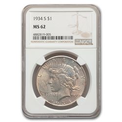 1934-S Peace Dollar MS-62 NGC
