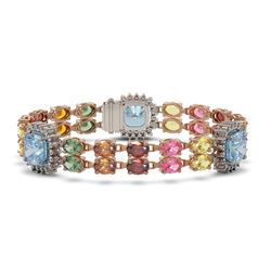 20.67 ctw Sapphire & Diamond Bracelet 14K Rose Gold