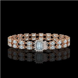 14.35 ctw Aquamarine & Diamond Bracelet 14K Rose Gold
