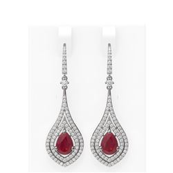 11.35 ctw Ruby & Diamond Earrings 18K White Gold