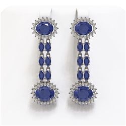 13.28 ctw Sapphire & Diamond Earrings 14K White Gold