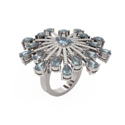 10.14 ctw Blue Topaz & Diamond Ring 18K White Gold