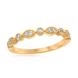 14kt Yellow Gold Womens Round Diamond Milgrain Stackable Band Ring 1/6 Cttw