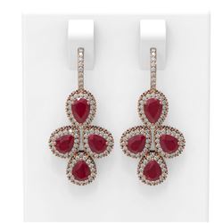 19.43 ctw Ruby & Diamond Earrings 18K Rose Gold