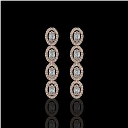 3.84 ctw Oval Cut Diamond Micro Pave Earrings 18K Rose Gold