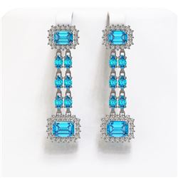11.04 ctw Swiss Topaz & Diamond Earrings 14K White Gold