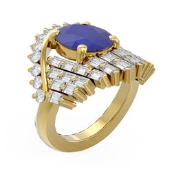 10.48 ctw Sapphire & Diamond Ring 18K Yellow Gold