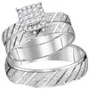 Image 1 : 14kt White Gold His & Hers Round Diamond Cluster Matching Bridal Wedding Ring Band Set 1/3 Cttw