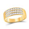 Image 3 : 10kt Yellow Gold His Hers Princess Diamond Cluster Matching Bridal Wedding Ring Band Set 1-5/8 Cttw
